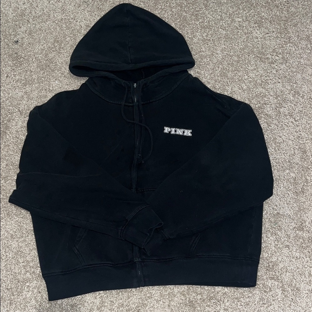 PINK Victoria's Secret Men's Black Zip-Up Sweater
